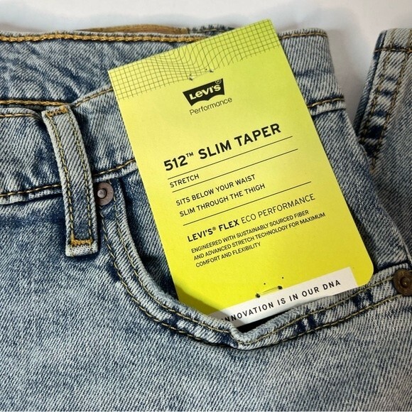 Levi's Performance 512 Stretch Slim Taper Light Wash Distressed Men's Jeans New! - Picture 4 of 9